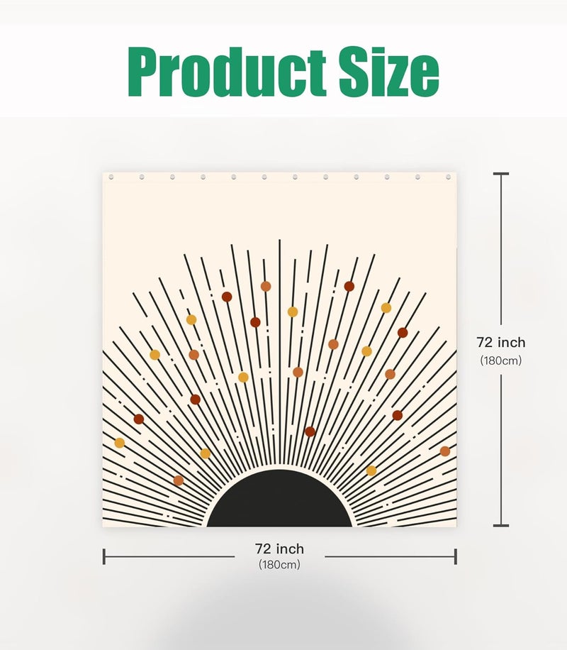 Stanoha Shower Curtain for Bathroom Stall Boho Modern Cute Aesthetic Decorative Girly Waterproof Unique Art Sun Elegant Girls Chic Print Design Teen Pretty Women Cortinas de Baño Bathtub 72 x72 Inch - Image 2